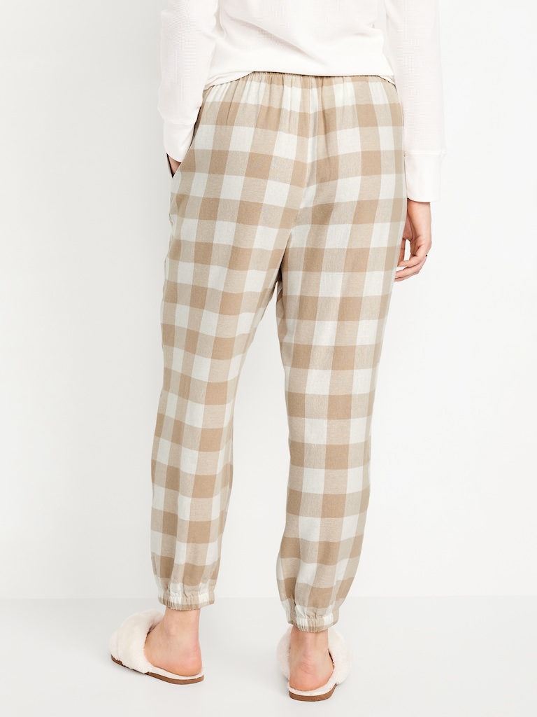 High-Waisted Flannel Pajama Joggers for Women