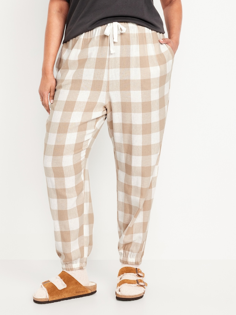 High-Waisted Flannel Pajama Joggers for Women