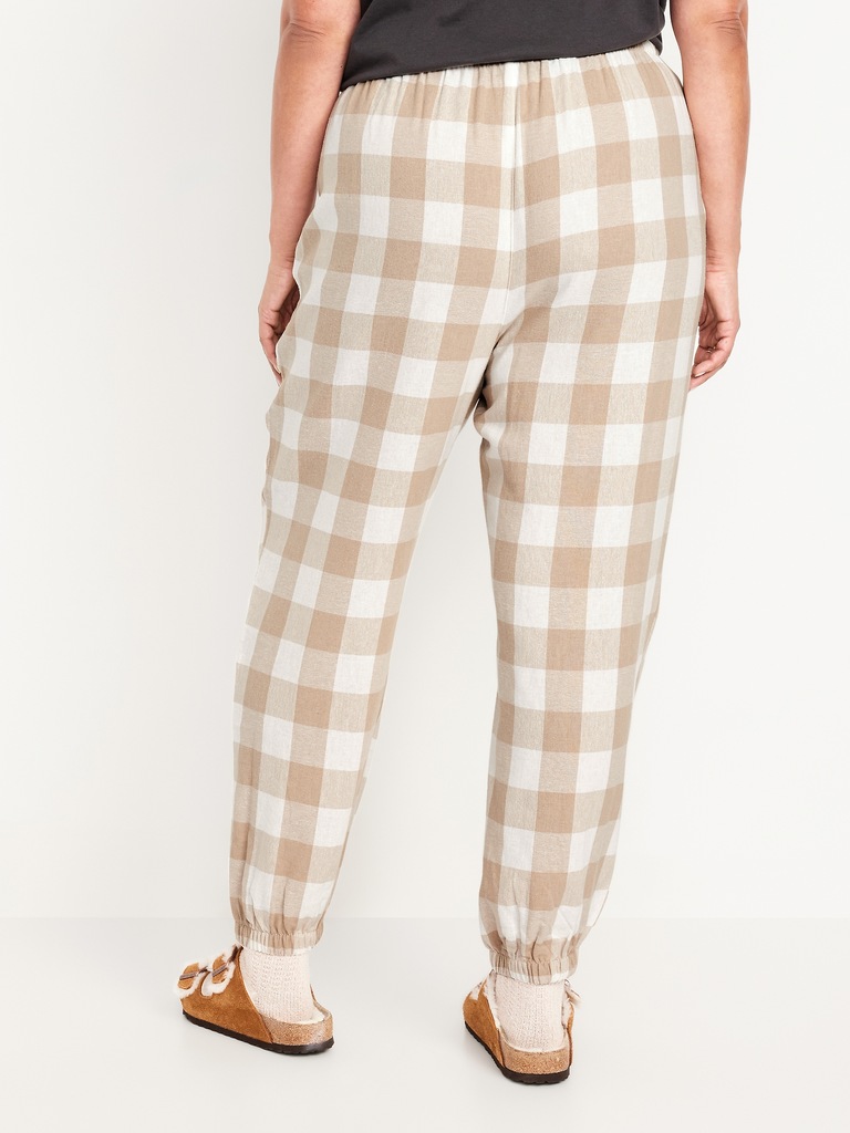 High-Waisted Flannel Pajama Joggers for Women