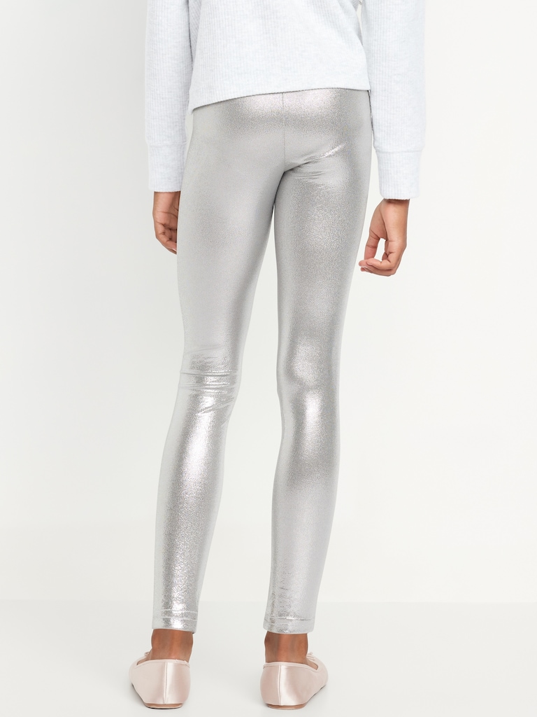 Shiny Foil Print Leggings for Girls