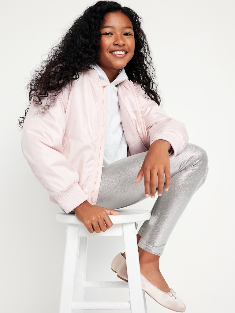 Shiny Foil Print Leggings for Girls