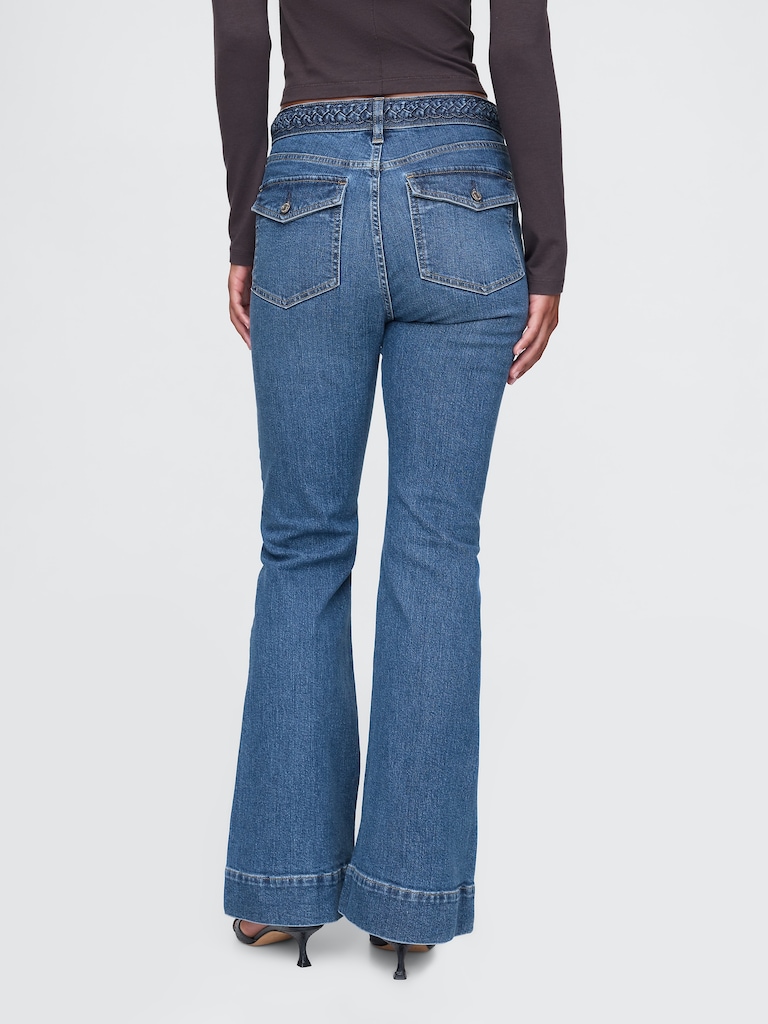 High Rise Braided '70s Flare Jeans