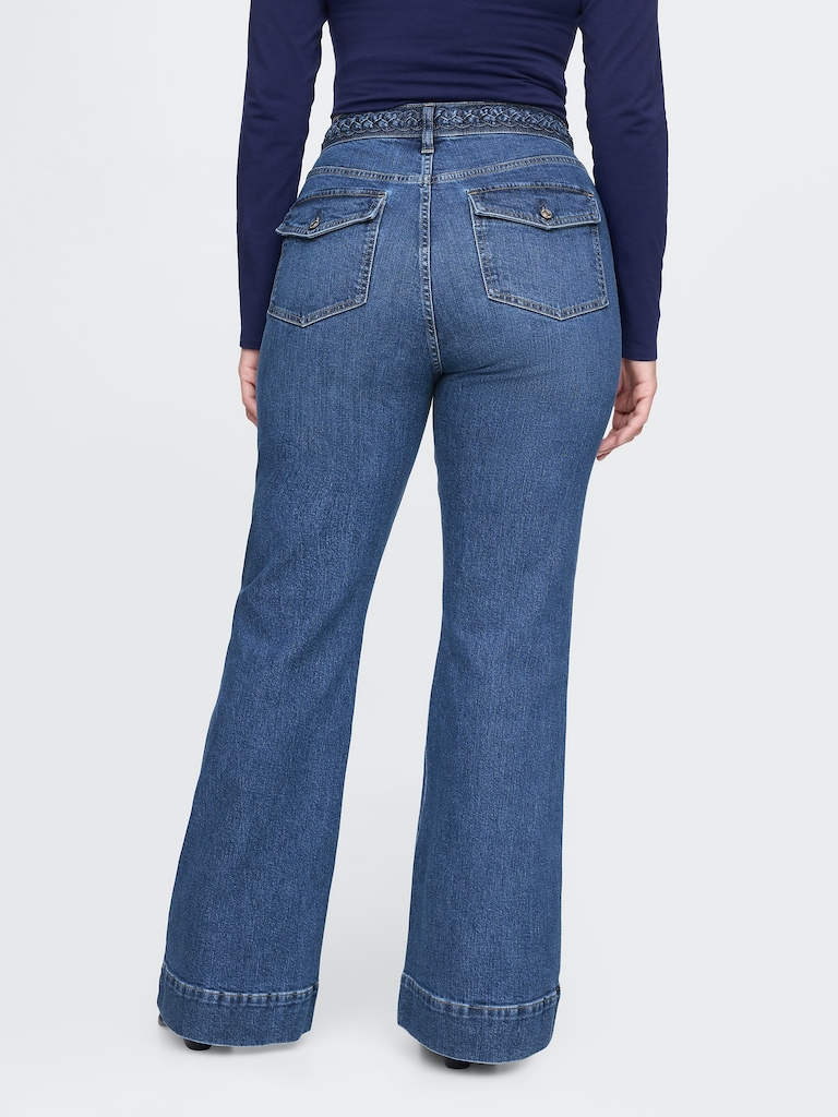 High Rise Braided '70s Flare Jeans