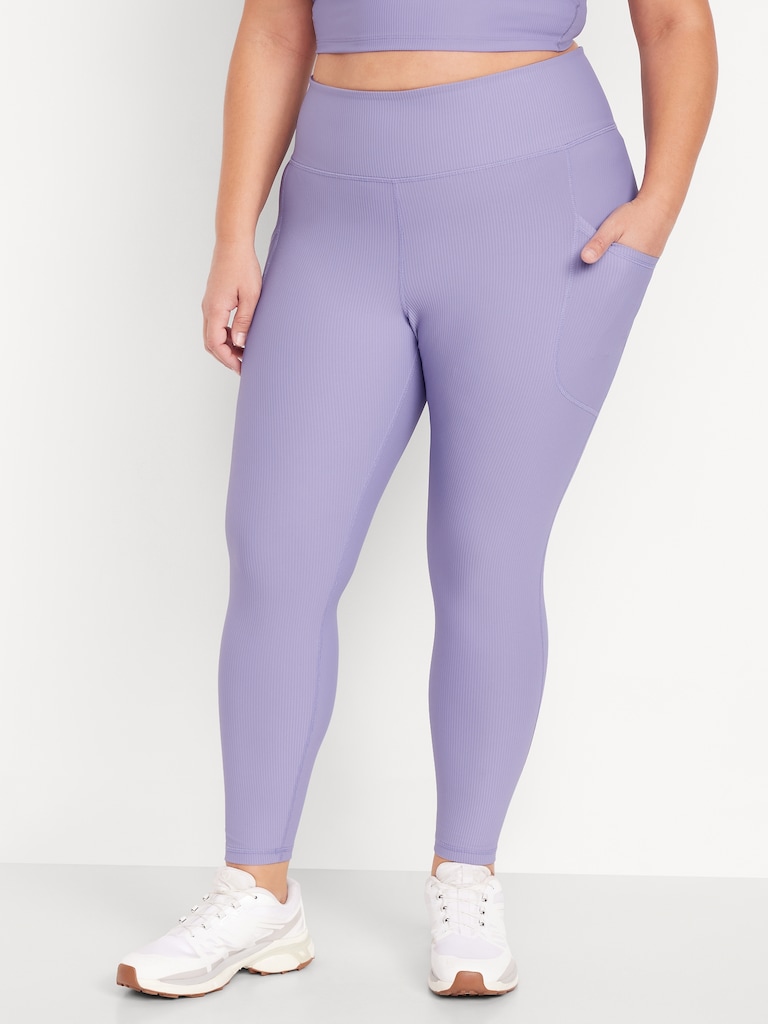 High-Waisted PowerSoft Ribbed Pocket Leggings