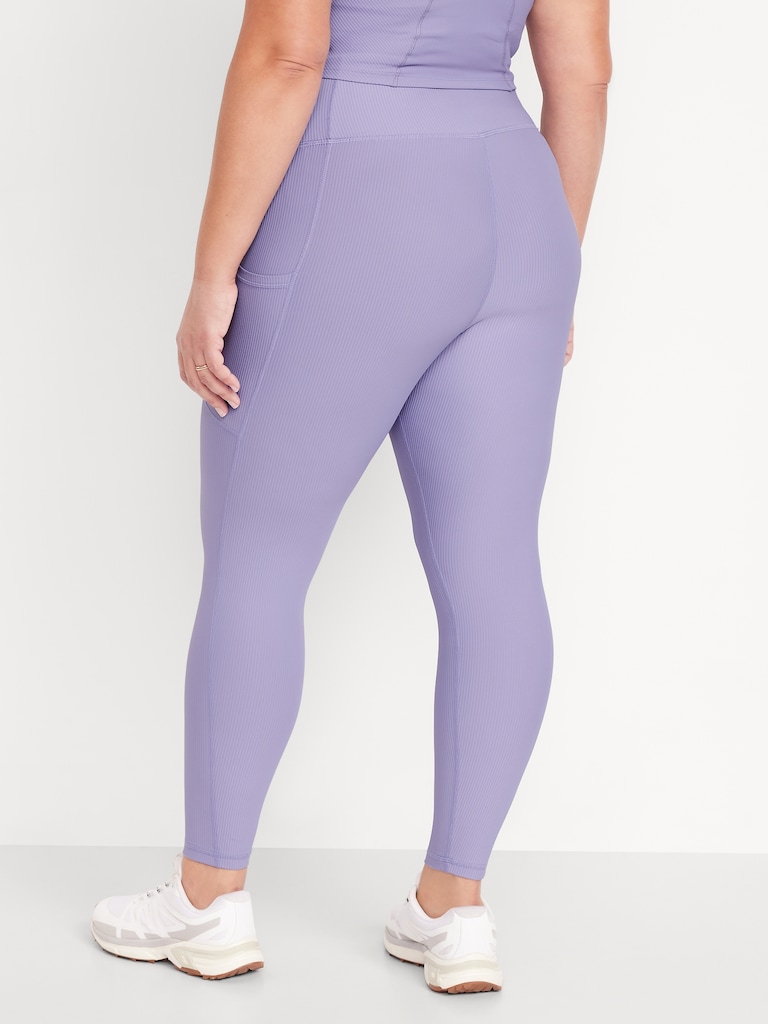 High-Waisted PowerSoft Ribbed Pocket Leggings