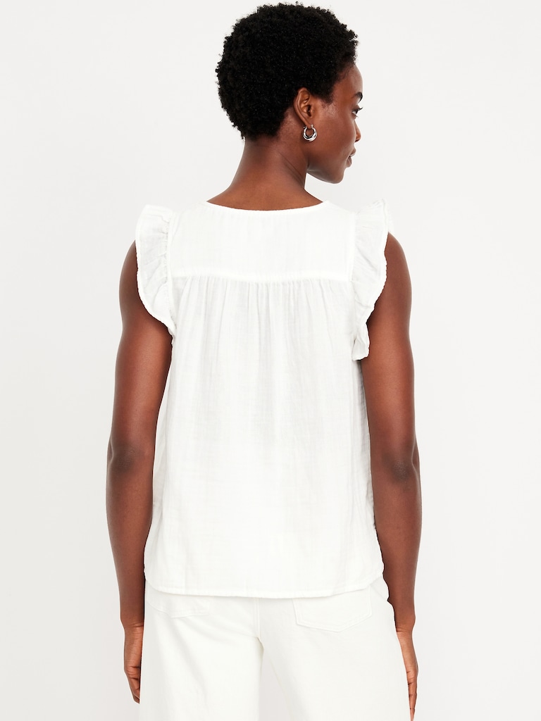Sleeveless Crinkle Gauze Top