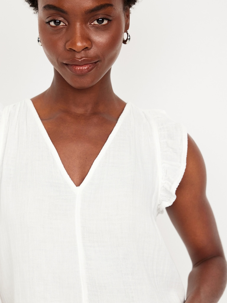 Sleeveless Crinkle Gauze Top