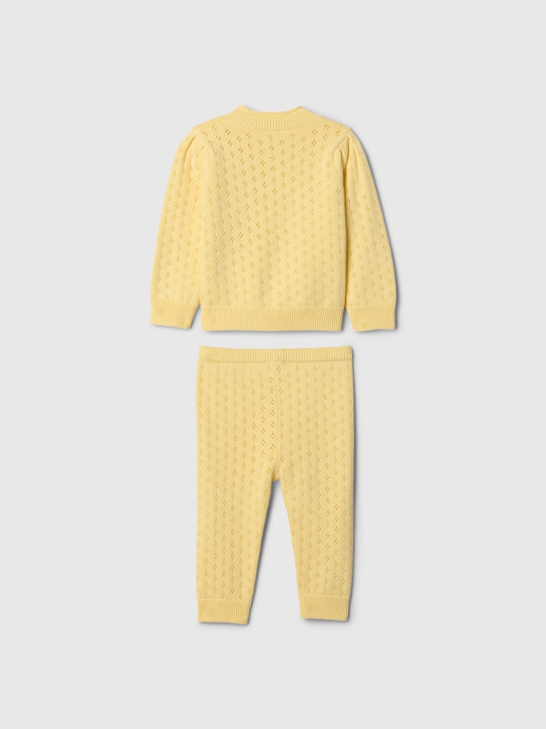 Baby Pointelle Puff-Sleeve Sweater Set