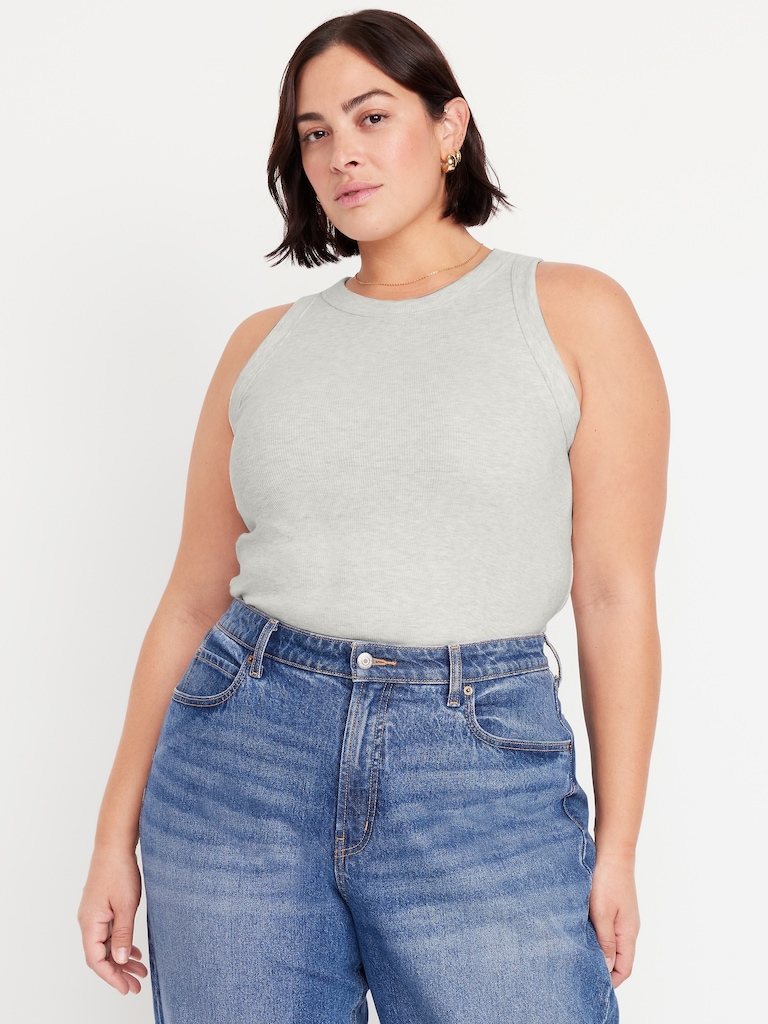 Snug Rib-Knit Crop Tank Top