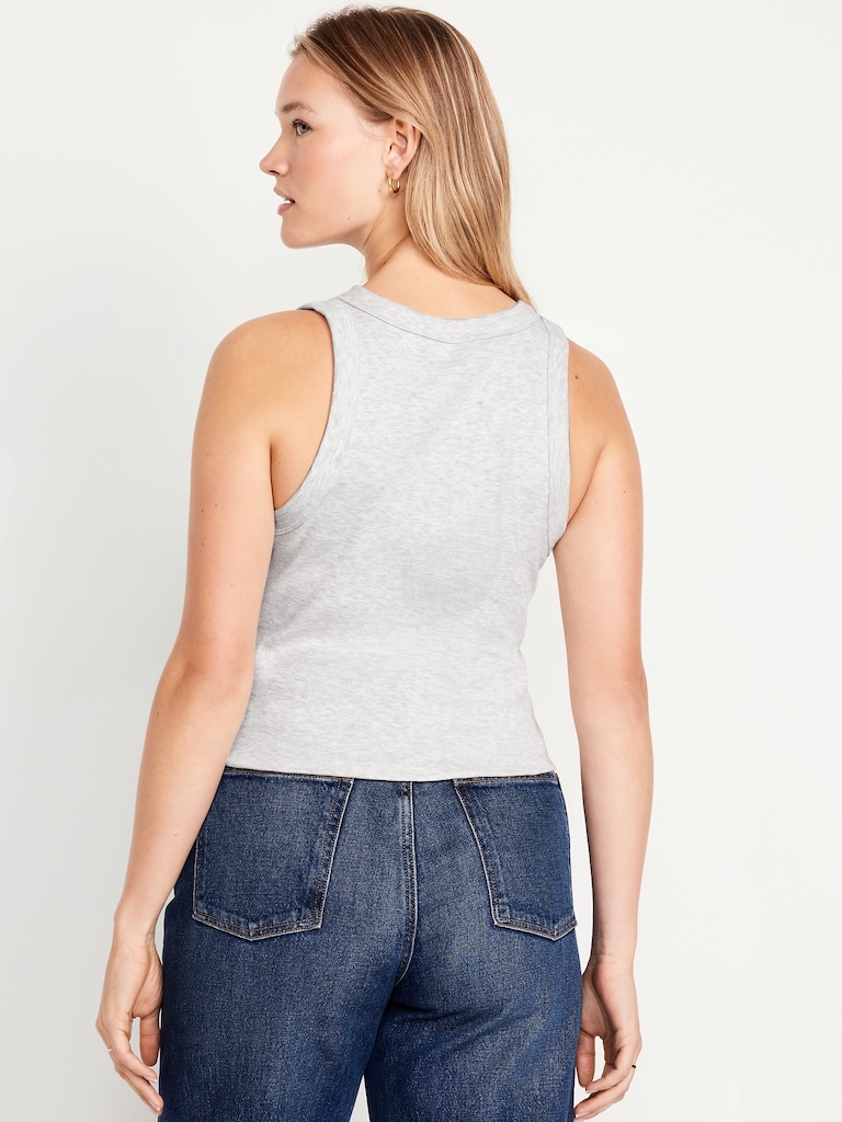 Snug Rib-Knit Crop Tank Top