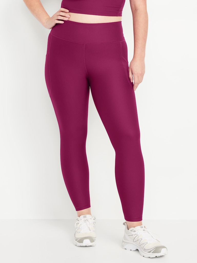 High-Waisted PowerSoft Ribbed Pocket Leggings