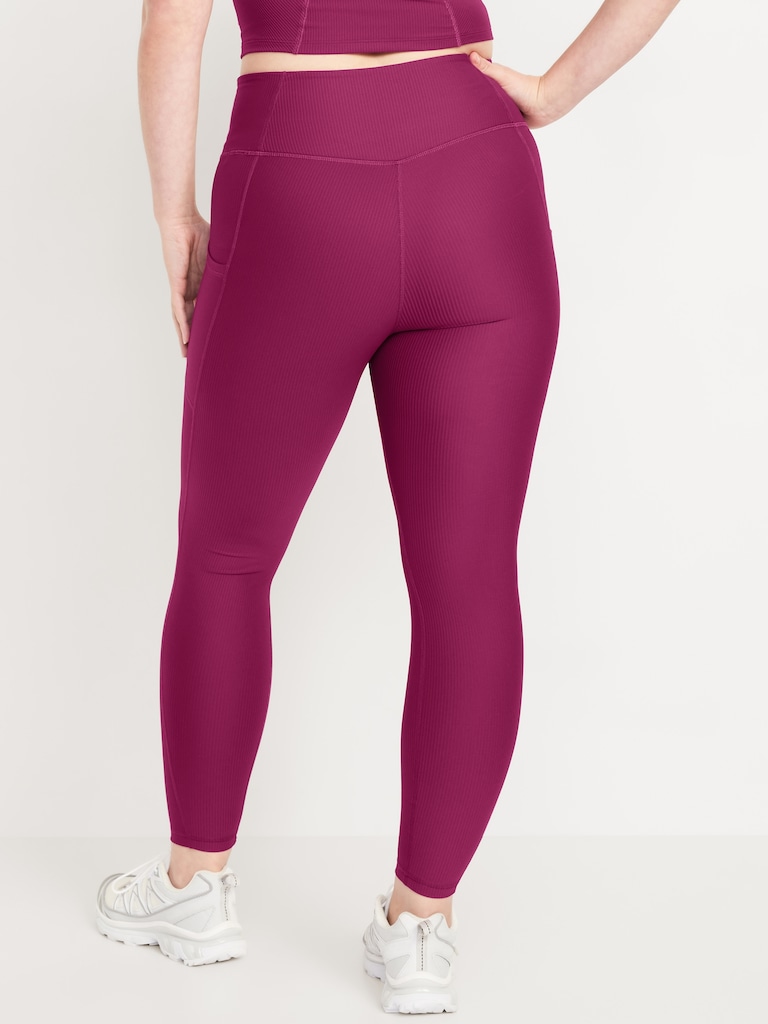 High-Waisted PowerSoft Ribbed Pocket Leggings