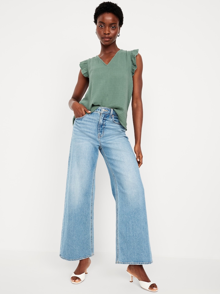 Sleeveless Crinkle Gauze Top