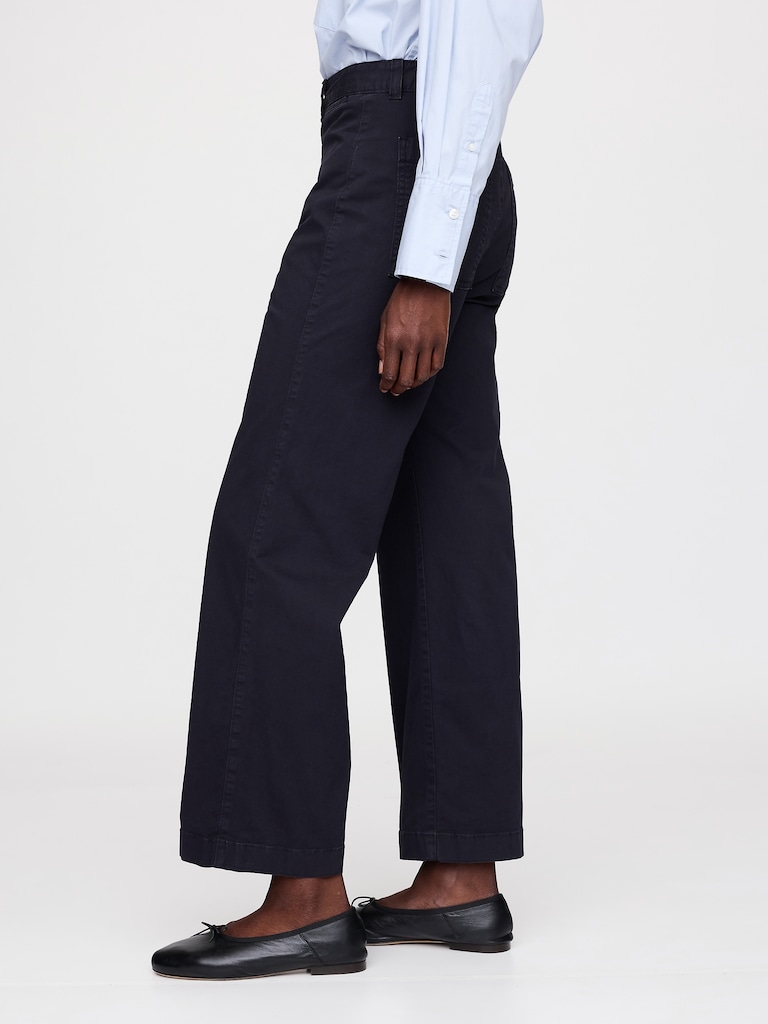 High Rise Stride Wide-Leg Ankle Khakis