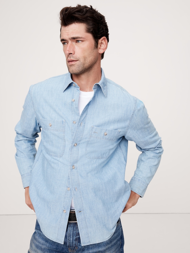 Standard-Fit Chambray Shirt