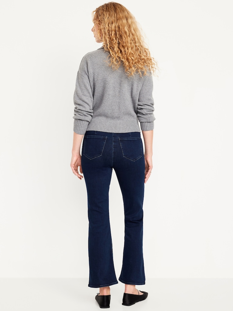 High-Waisted Weekender Pull-On Crop Flare Jeans