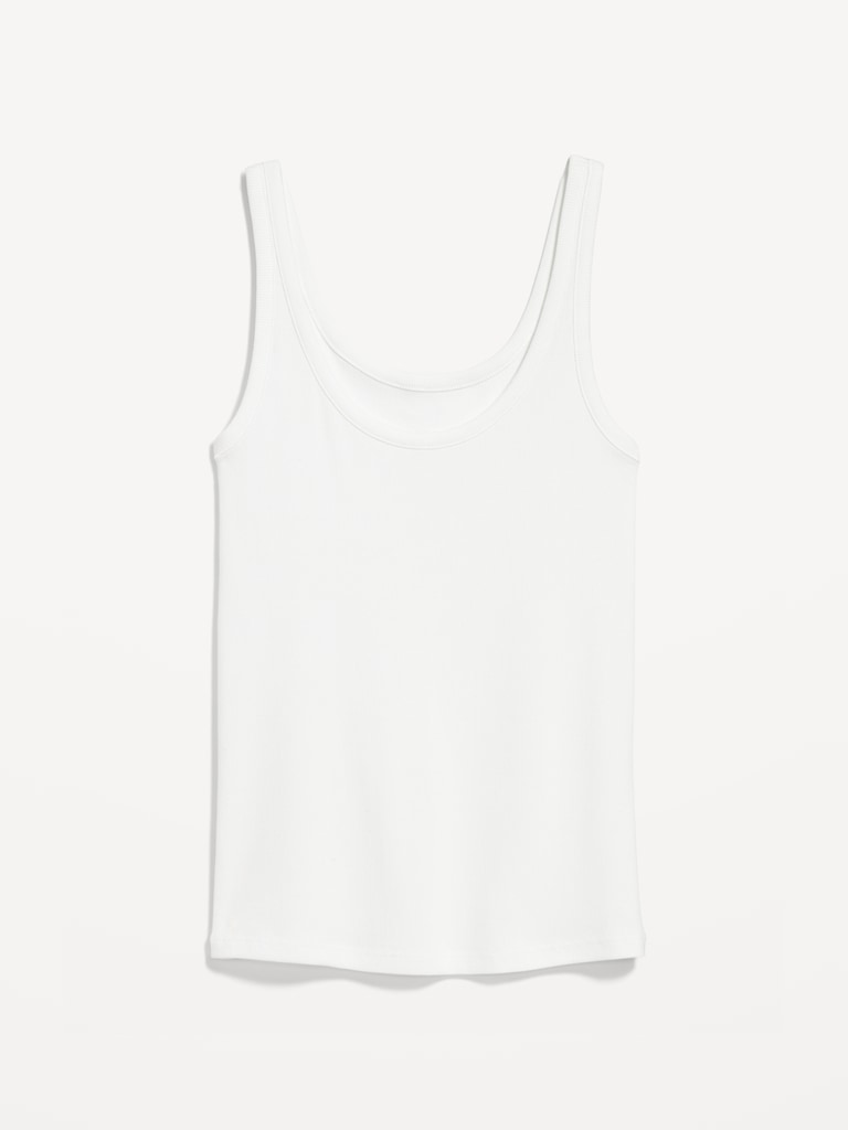 First-Layer Ribbed Scoop-Neck Tank Top