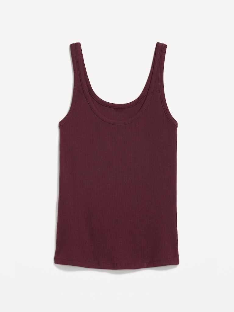 First-Layer Ribbed Scoop-Neck Tank Top