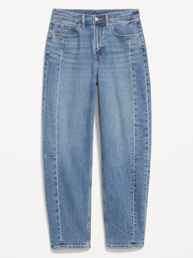 High-Waisted Barrel Ankle Jeans