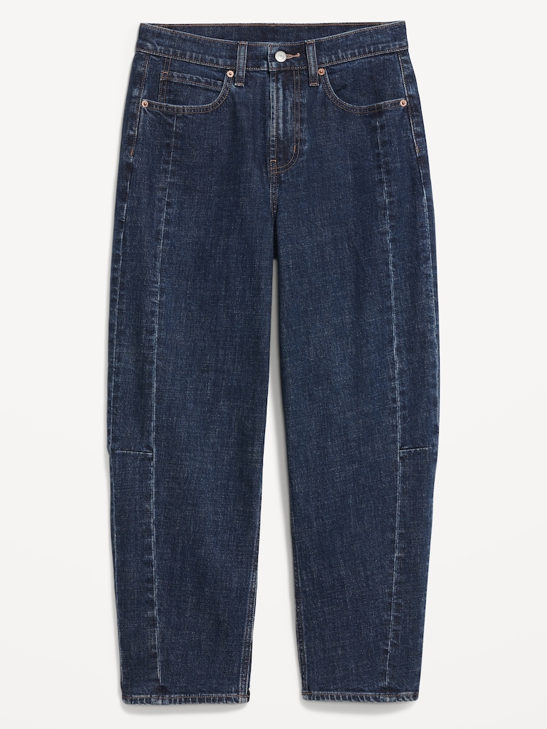 High-Waisted Barrel Ankle Jeans