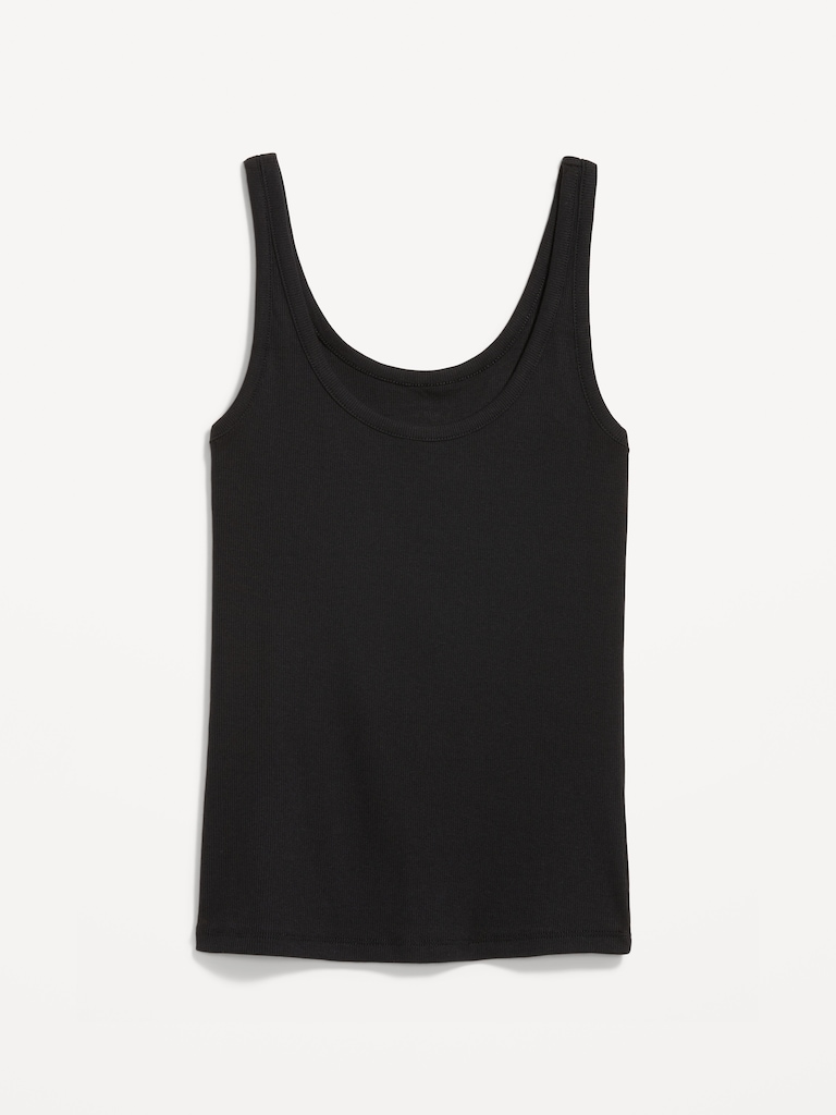 First-Layer Ribbed Scoop-Neck Tank Top