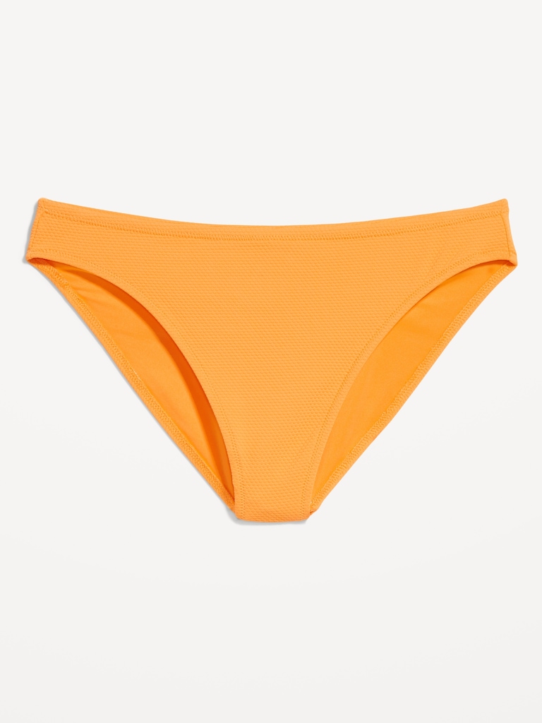 Mid-Rise Textured Bikini Swim Bottoms