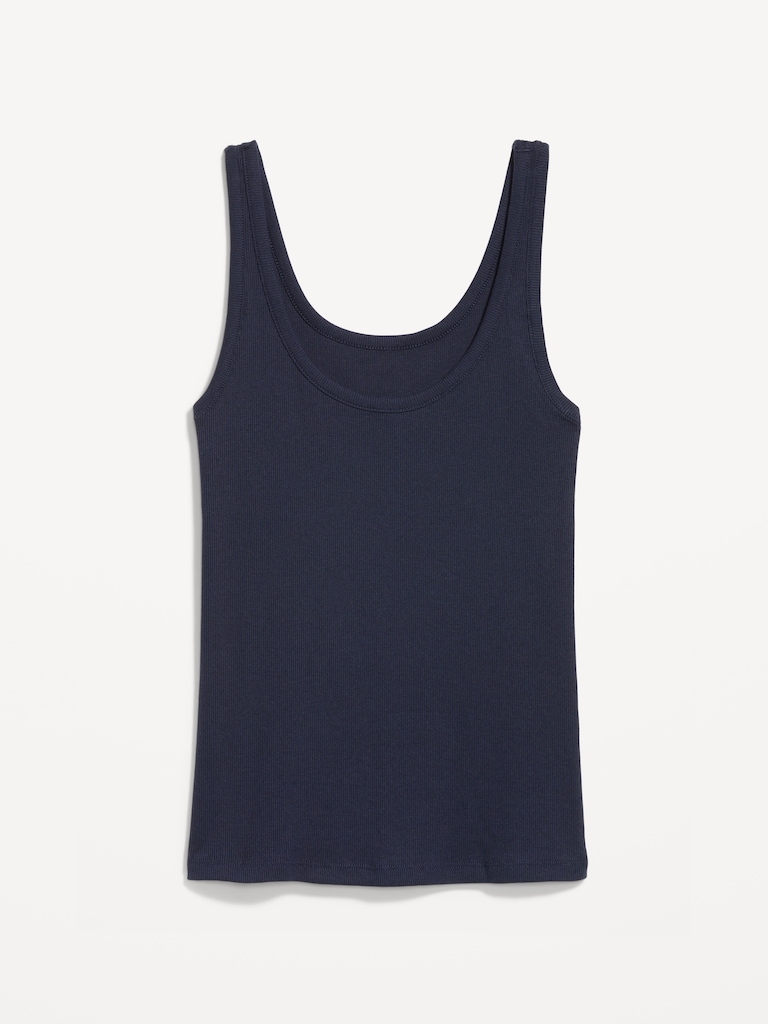 First-Layer Ribbed Scoop-Neck Tank Top
