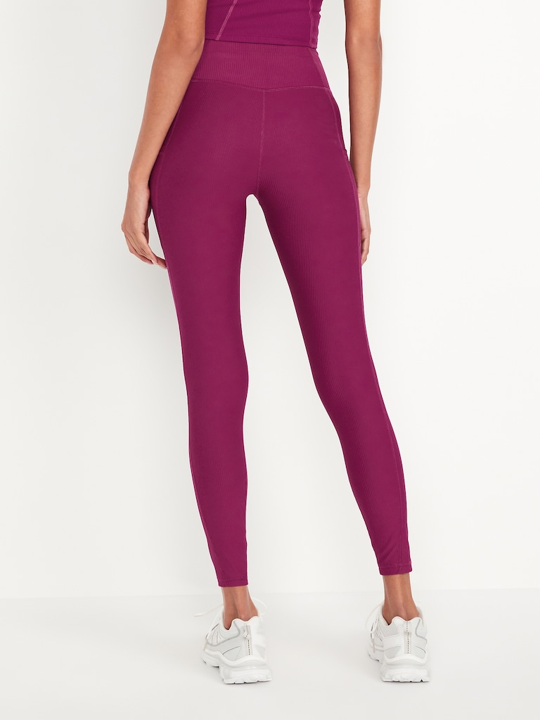 High-Waisted PowerSoft Ribbed Pocket Leggings