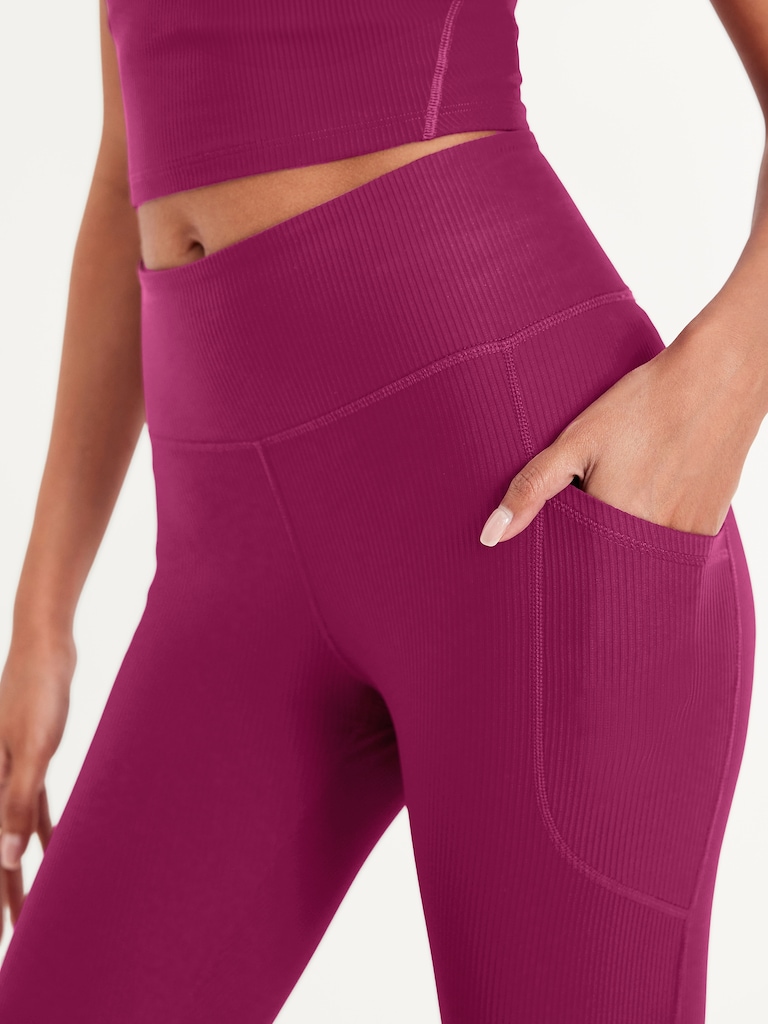 High-Waisted PowerSoft Ribbed Pocket Leggings