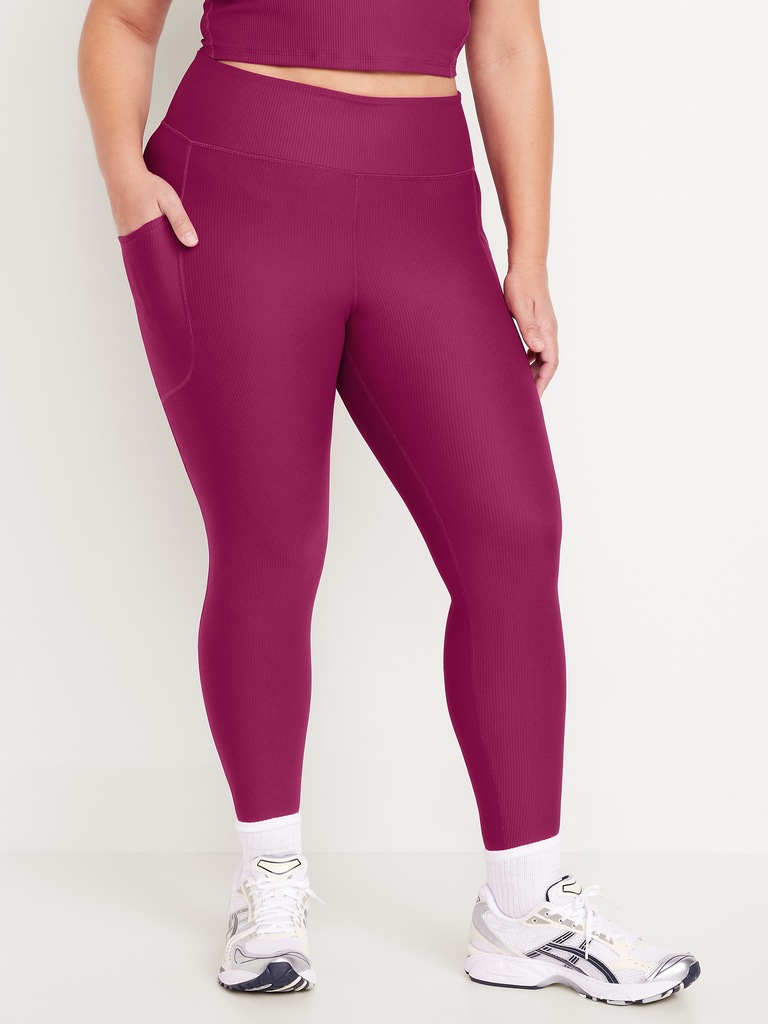 High-Waisted PowerSoft Ribbed Pocket Leggings