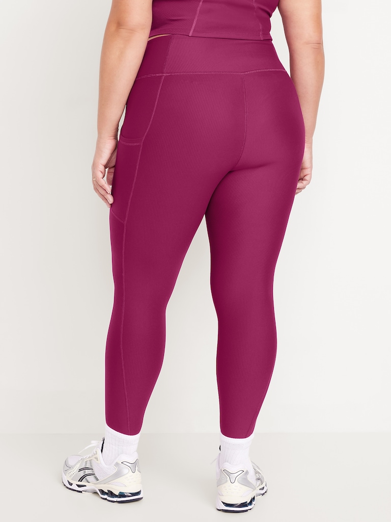 High-Waisted PowerSoft Ribbed Pocket Leggings