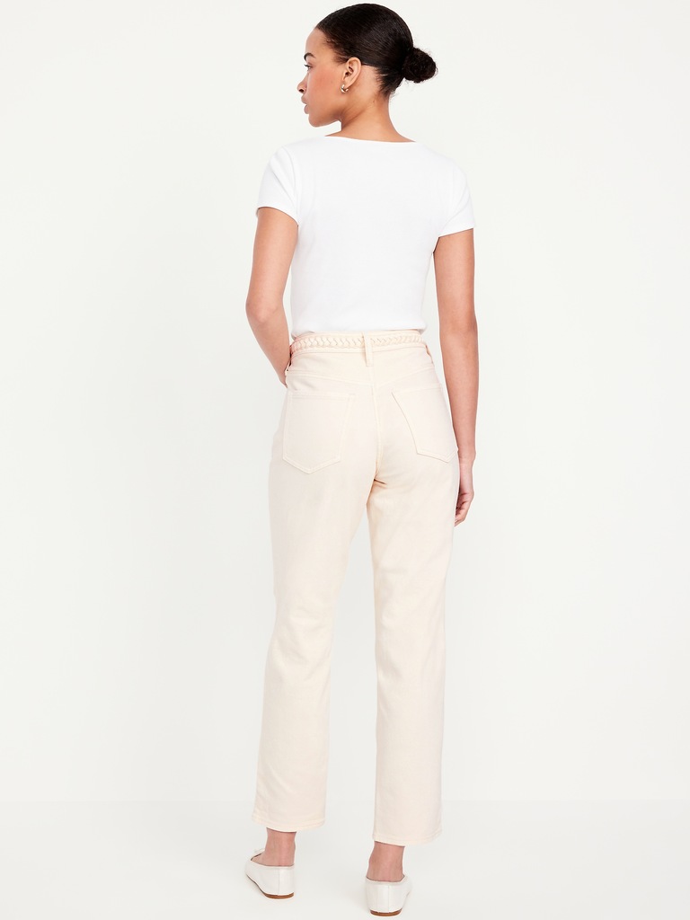 High-Waisted OG Straight Braided Ankle Jeans