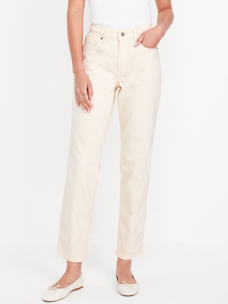 High-Waisted OG Straight Braided Ankle Jeans