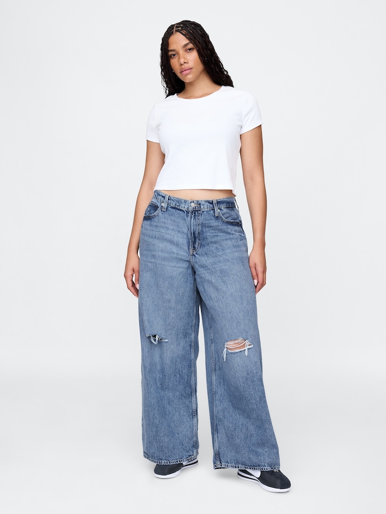 Mid Rise Destructed SuperSoft Baggy Jeans