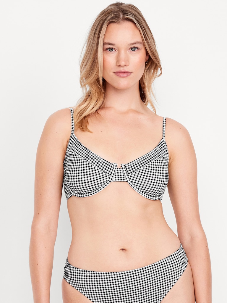 Textured Underwire Balconette Swim Top