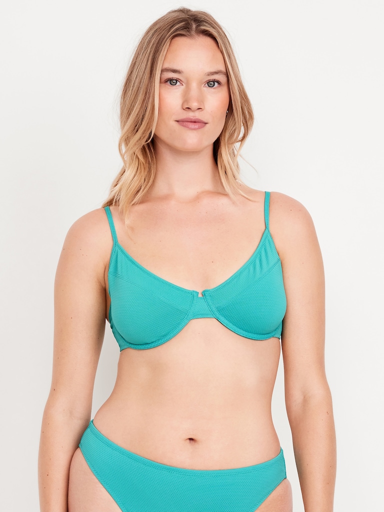 Textured Underwire Balconette Swim Top