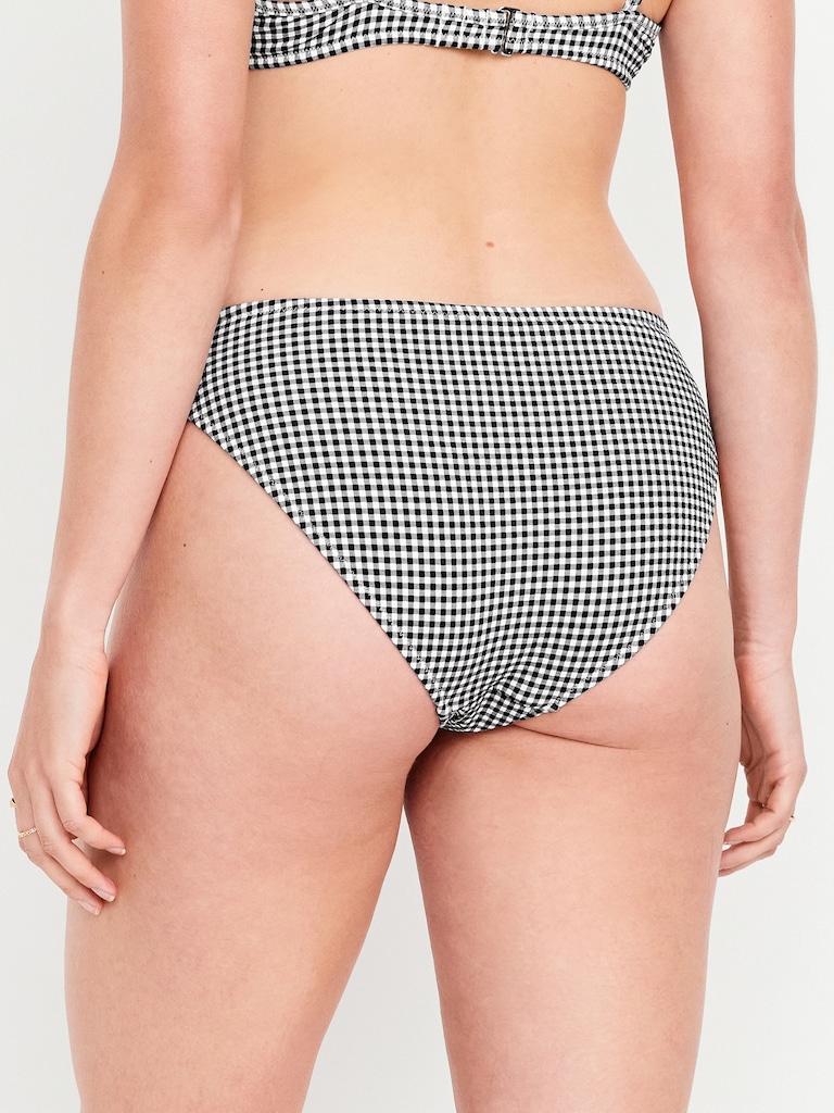 Mid-Rise Textured Bikini Swim Bottoms