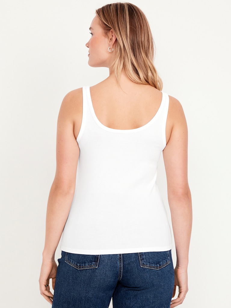 First-Layer Ribbed Scoop-Neck Tank Top