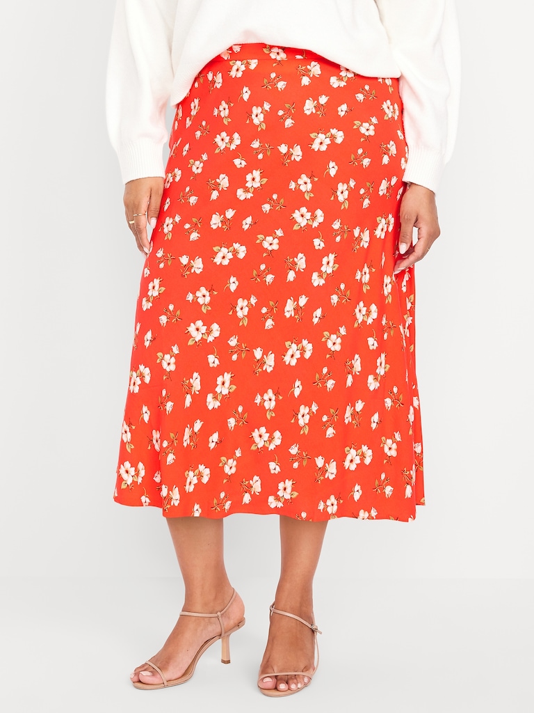 Crepe A-Line Midi Skirt
