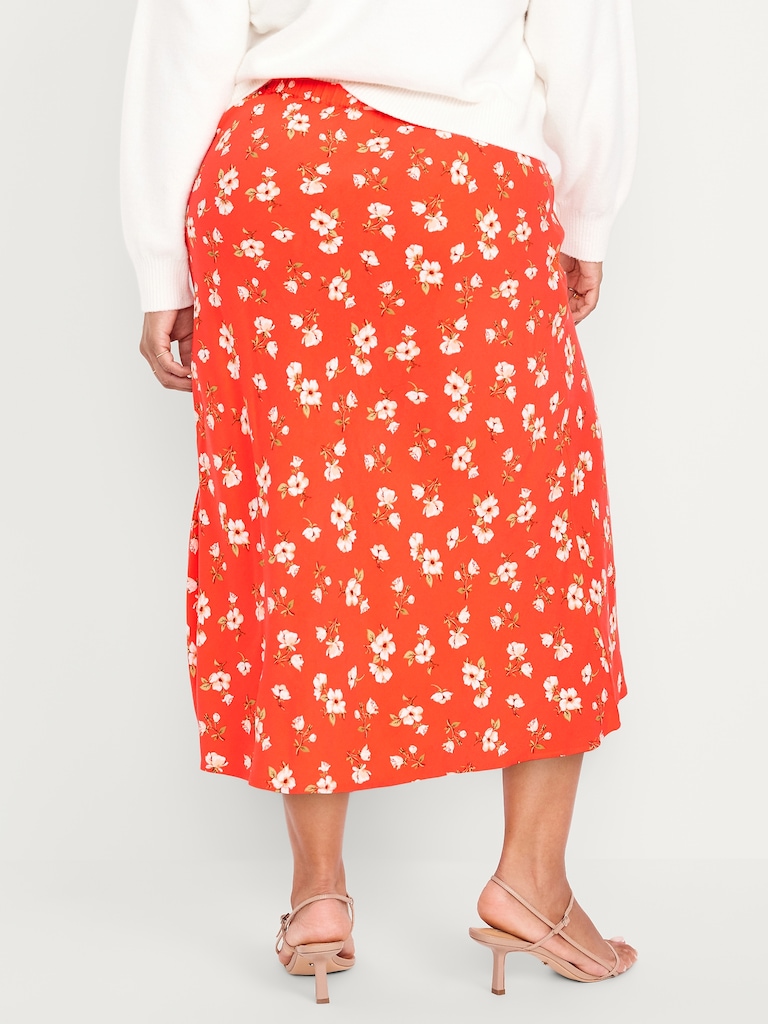 Crepe A-Line Midi Skirt