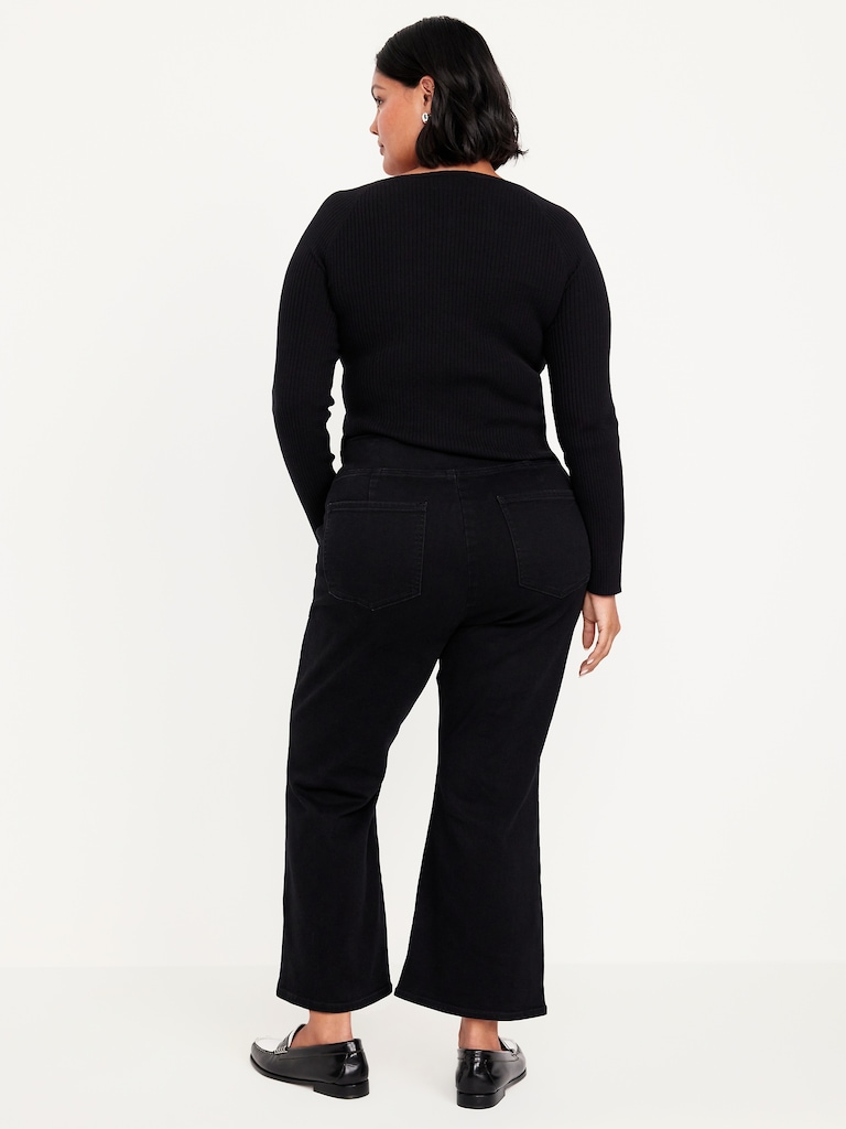 High-Waisted Weekender Pull-On Crop Flare Jeans