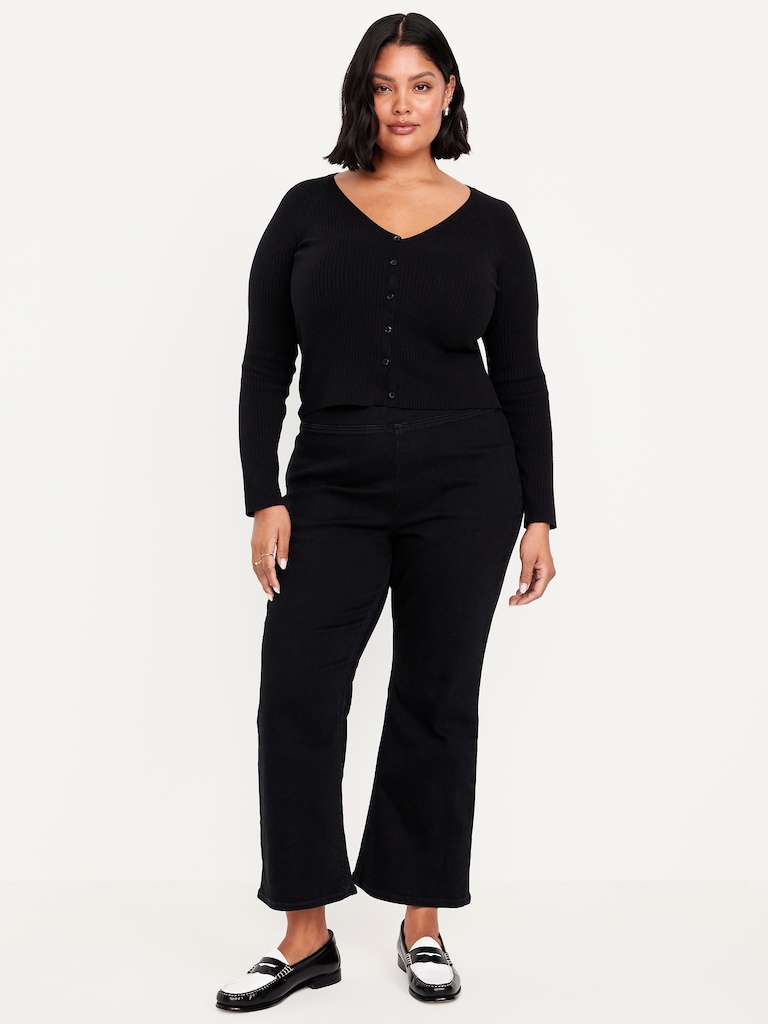 High-Waisted Weekender Pull-On Crop Flare Jeans