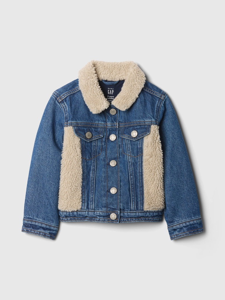 Baby & Toddler Sherpa Heart Icon Denim Jacket