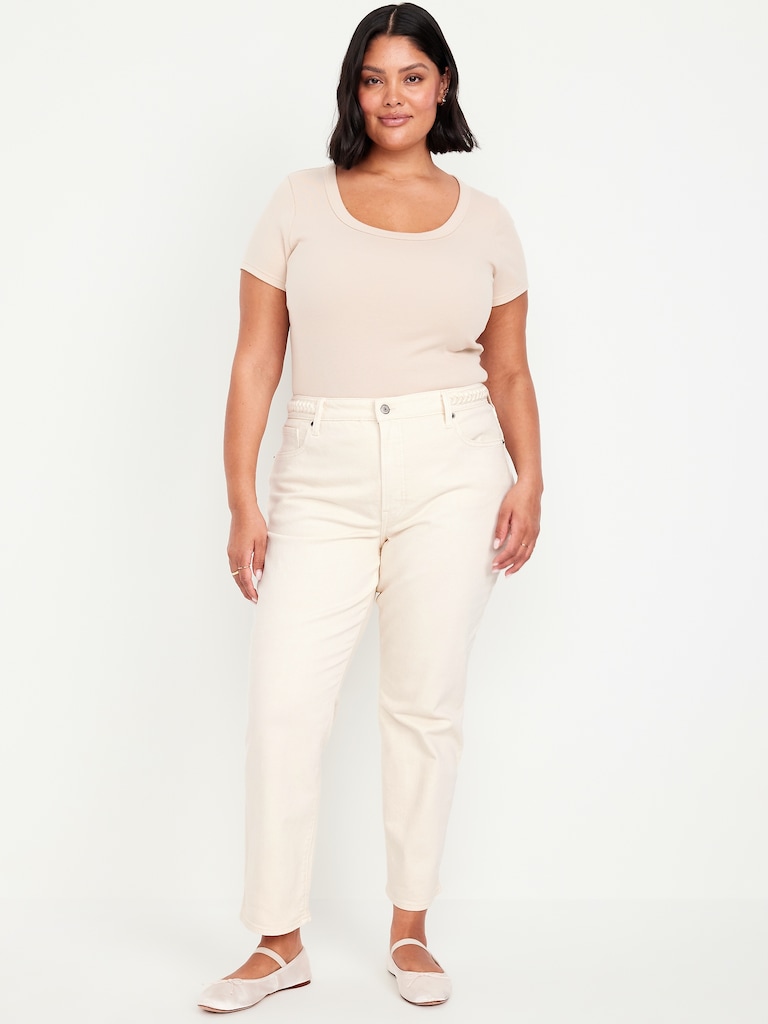 High-Waisted OG Straight Braided Ankle Jeans