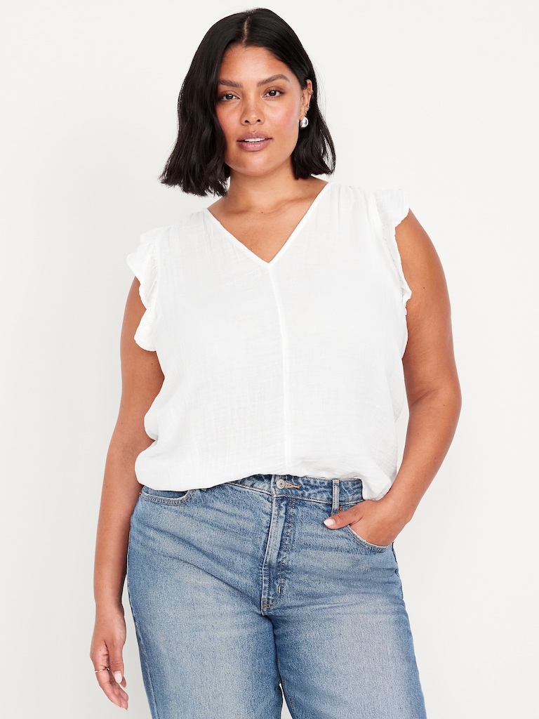 Sleeveless Crinkle Gauze Top