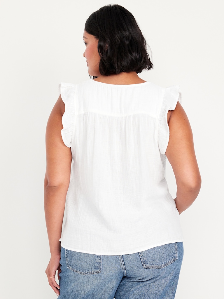 Sleeveless Crinkle Gauze Top