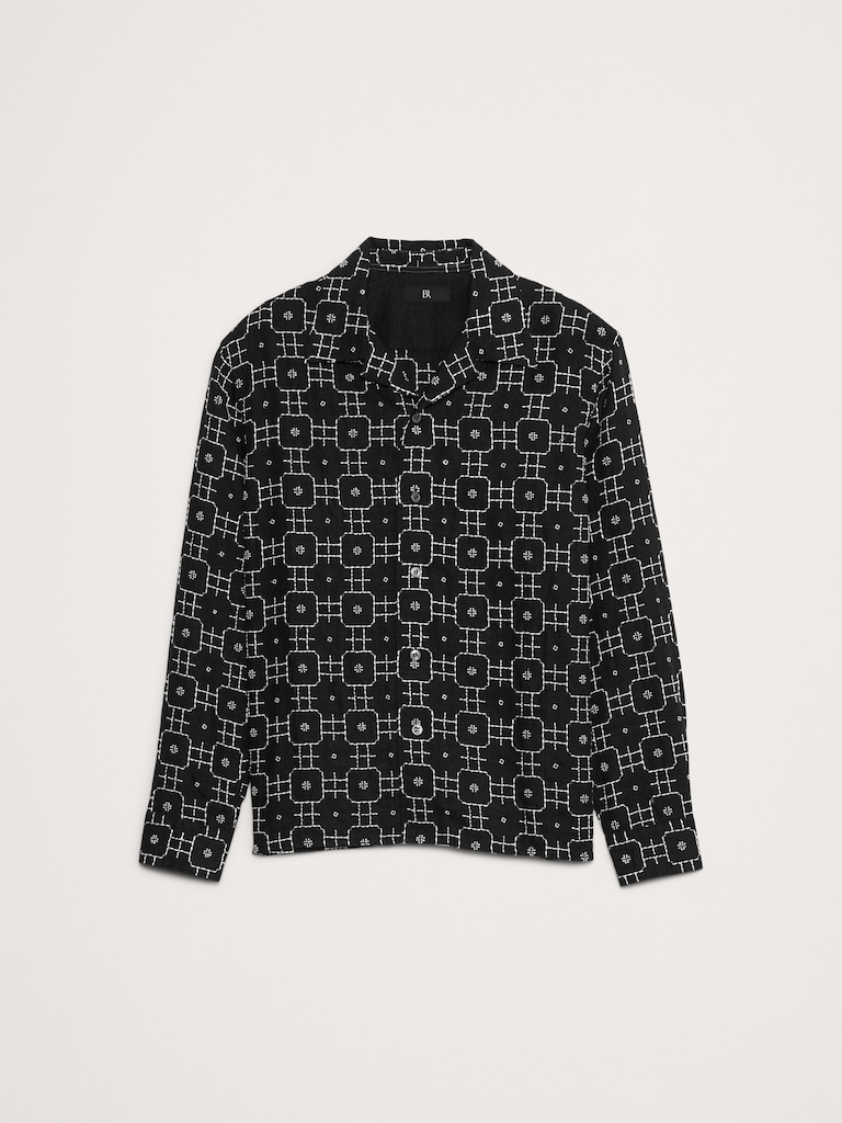 Standard-Fit Embroidered Linen Resort Shirt