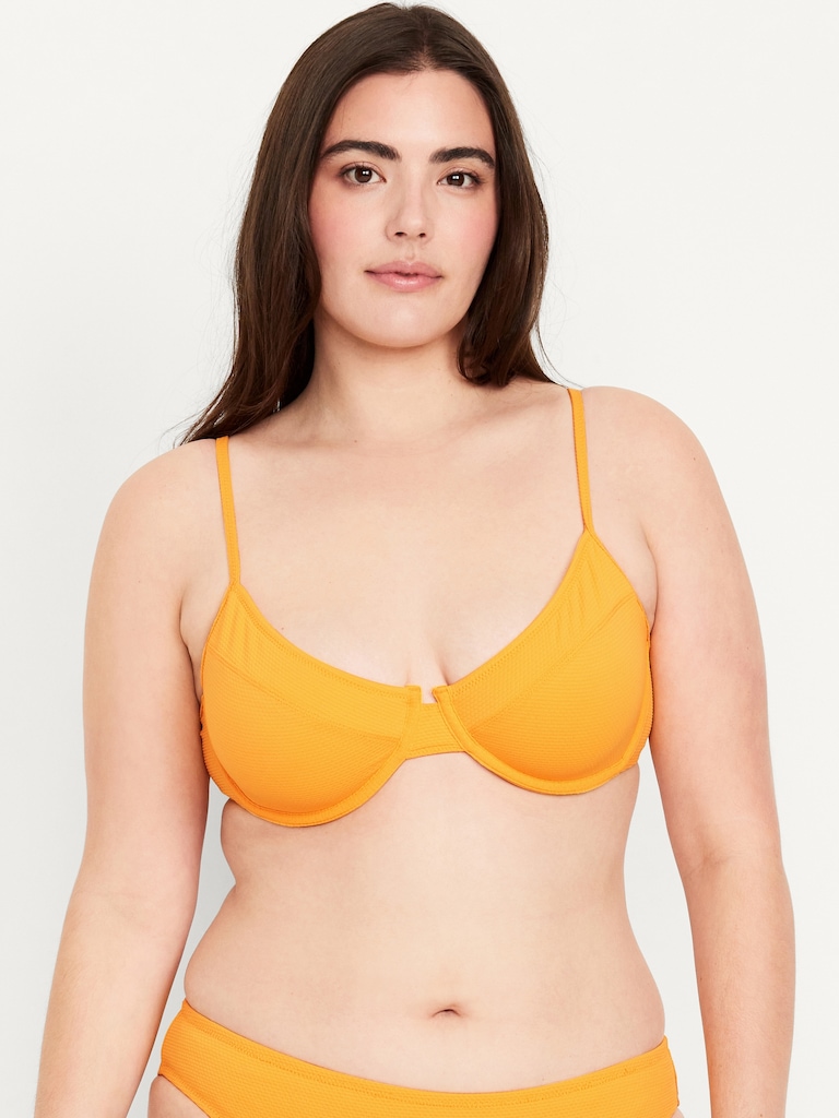 Textured Underwire Balconette Swim Top