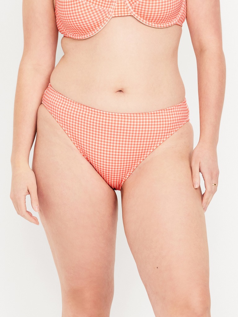 Mid-Rise Textured Bikini Swim Bottoms