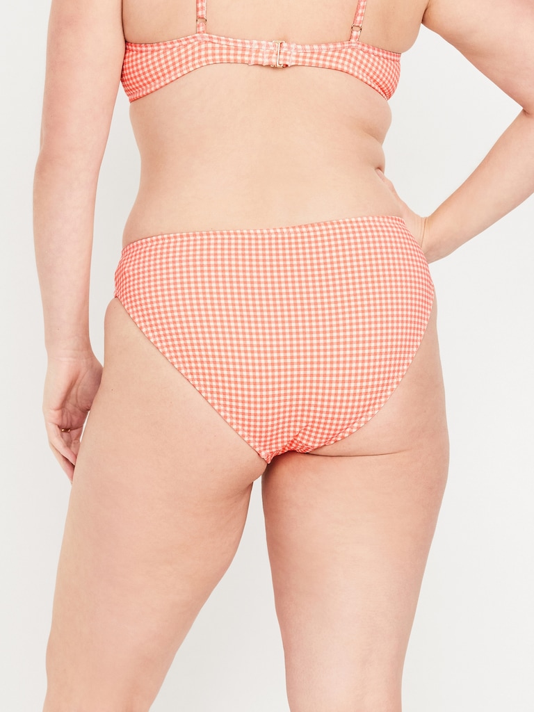 Mid-Rise Textured Bikini Swim Bottoms